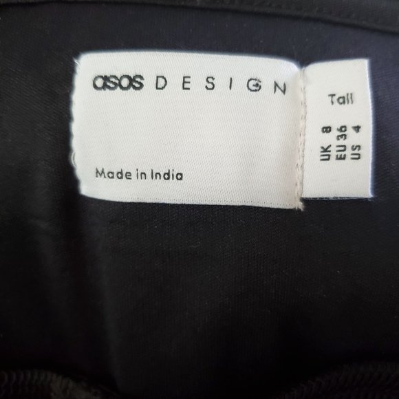 ASOS Embroidered Black Flower Mesh Lined Babydoll Short Puff Sleeve Dress, Sz 4 - Picture 9 of 9